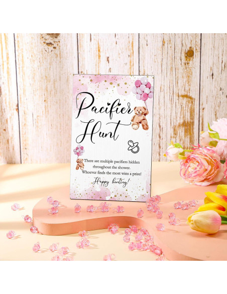 Juego de Búsqueda de Chupetes Roowest 51 Pcs Oso Rosa