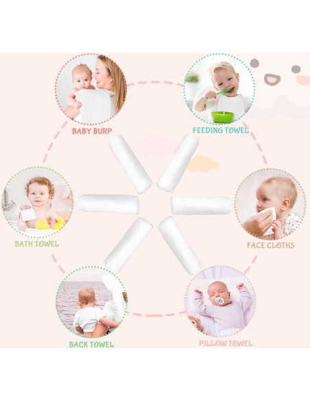 Paños para Eructar Orighty 8 Piezas Coral 50x25 cm Paños para Eructar Orighty 8 Piezas Coral 50x25 cm