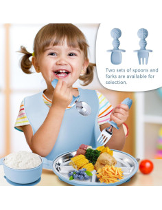 Juego de Alimentación para Bebés HORNORM 7 Piezas Acero Inoxidable 2