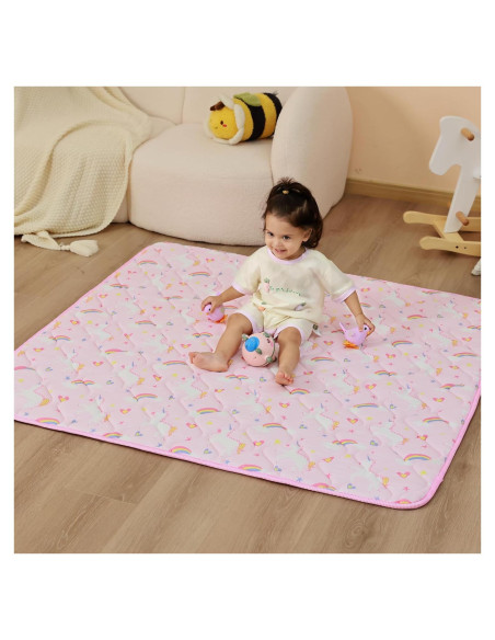 Alfombra de Juego Viviland 127x127 cm Antideslizante Unicornio Rosa