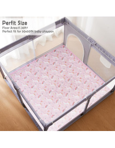 Alfombra de Juego Viviland 127x127 cm Antideslizante Unicornio Rosa 2