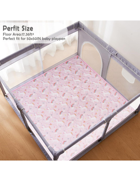 Alfombra de Juego Viviland 127x127 cm Antideslizante Unicornio Rosa