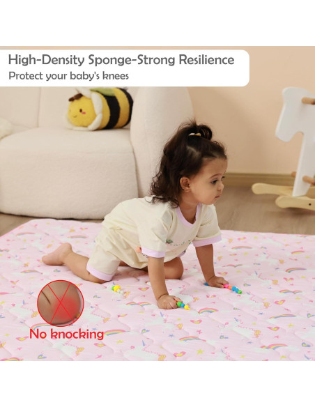 Alfombra de Juego Viviland 127x127 cm Antideslizante Unicornio Rosa