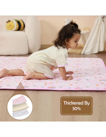 Alfombra de Juego Viviland 127x127 cm Antideslizante Unicornio Rosa