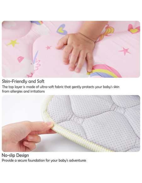 Alfombra de Juego Viviland 127x127 cm Antideslizante Unicornio Rosa