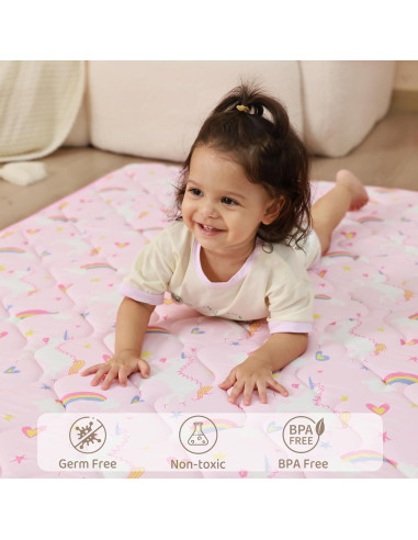 Alfombra de Juego Viviland 127x127 cm Antideslizante Unicornio Rosa