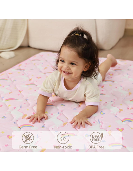 Alfombra de Juego Viviland 127x127 cm Antideslizante Unicornio Rosa