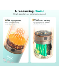 Calentador de Botellas Portátil 80W 13500mAh Acero Inoxidable 2