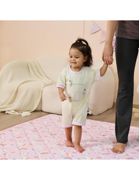 Alfombra de Juego Viviland 127x127 cm Antideslizante Unicornio Rosa