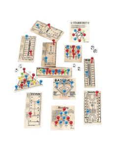 Paquete de Juegos de Tablero de Clavos de Madera Fun Express - 12 Juegos Clásicos