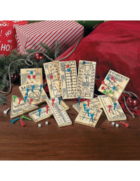 Paquete de Juegos de Tablero de Clavos de Madera Fun Express - 12 Juegos Clásicos