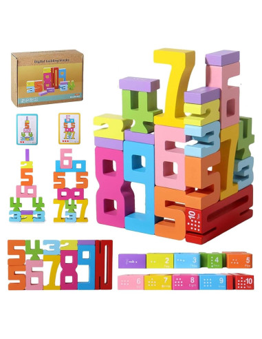 20 Bloques de Construcción de Números de Madera JoyfulPieces