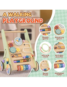 Andador de Madera Bautia para Bebés 6-12 Meses con Panel Interactivo 2