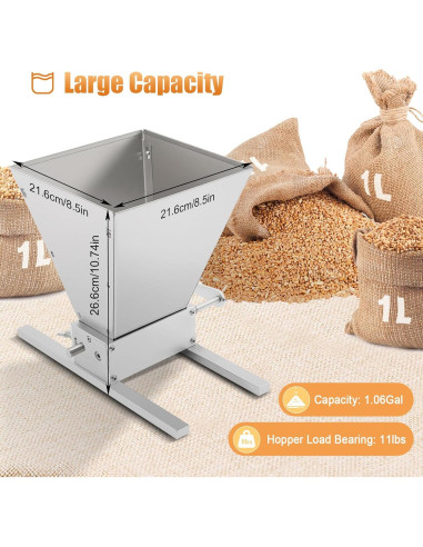 Molino de Grano BENTFL 4L para Cerveza, Ajustable y Eléctrico