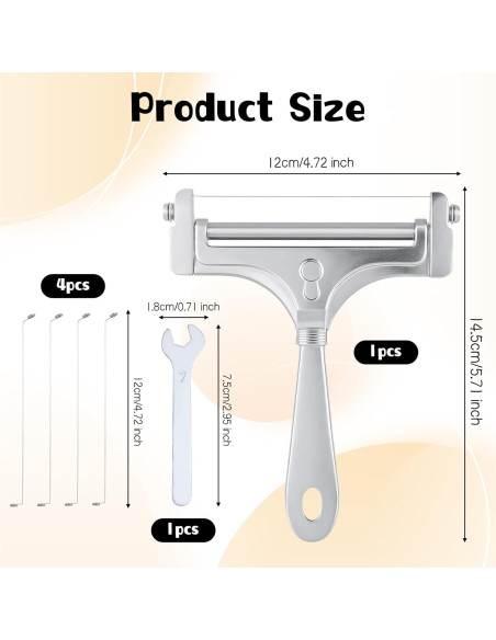 Cortador de Queso Ajustable BOHUIZ con 4 Cables de Acero Inoxidable