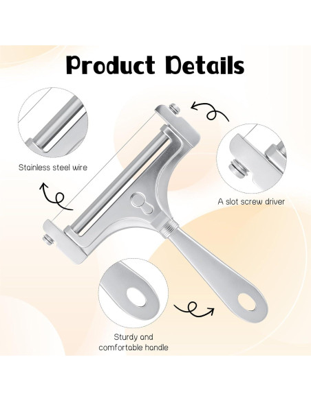 Cortador de Queso Ajustable BOHUIZ con 4 Cables de Acero Inoxidable