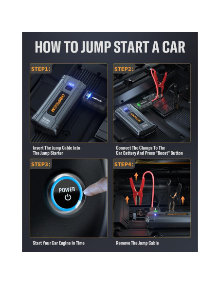 Arrancador de Batería GIMFOOM S2000 2000A 12V con Luz LED