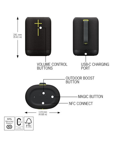 Altavoz Bluetooth Inalámbrico Logitech EPICBOOM 2.43 kg IP67