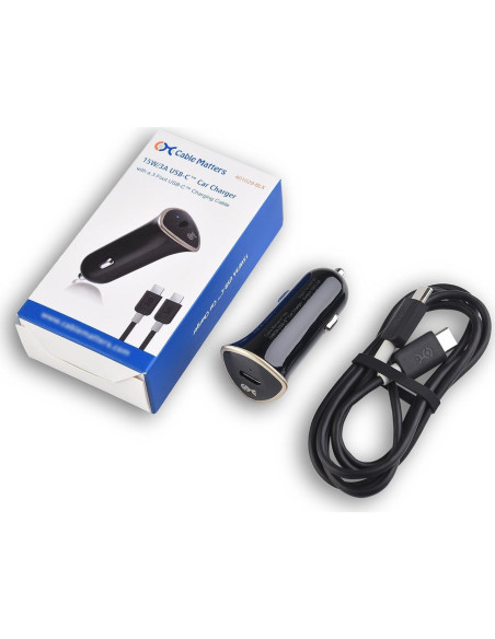 Cargador de Coche USB-C 15W 3A Cable Matters con Cable 1m