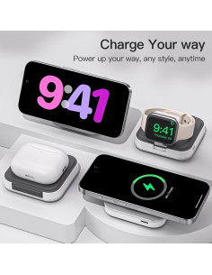 Cargador Inalámbrico 3 en 1 KEEPRO Plegable para MagSafe 2