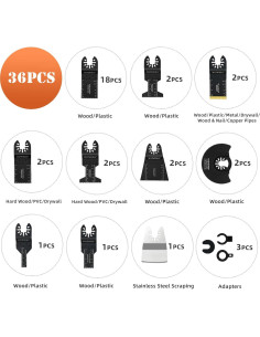 Juego de 36 Cuchillas de Sierra Oscilante MATSOOKA Universal 2