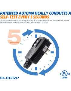 Enchufe GFCI ELEGRP G1215PA 15A 3 Cables Negro 2