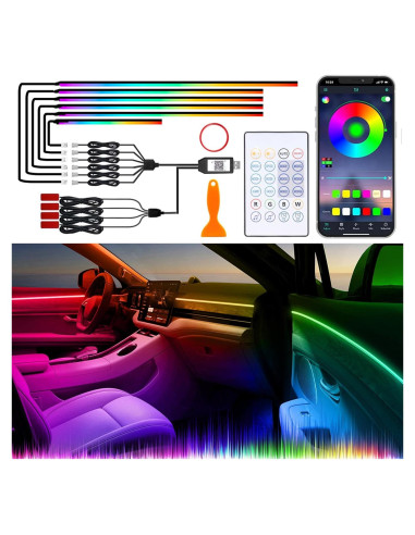 Luces Interiores de Acrílico QVEVDACAR 10 en 1 USB Multicolor