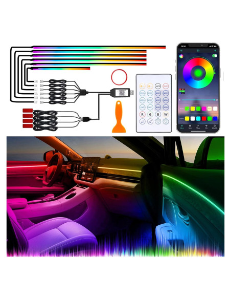 Luces Interiores de Acrílico QVEVDACAR 10 en 1 USB Multicolor