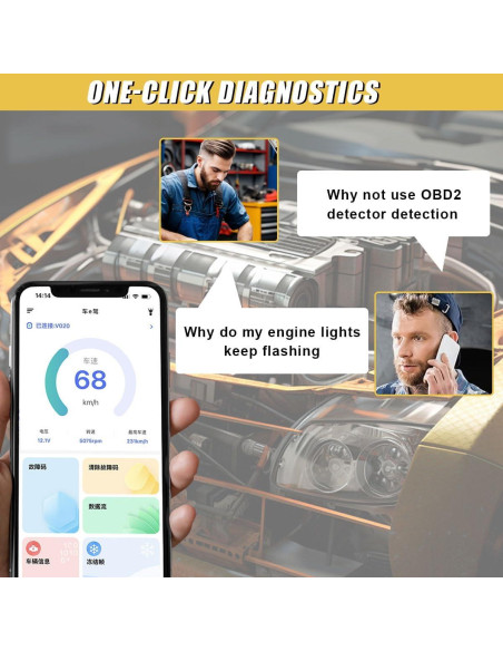 Lector de Escáner OBD2 ZIMISI Inalámbrico Bluetooth para Coche