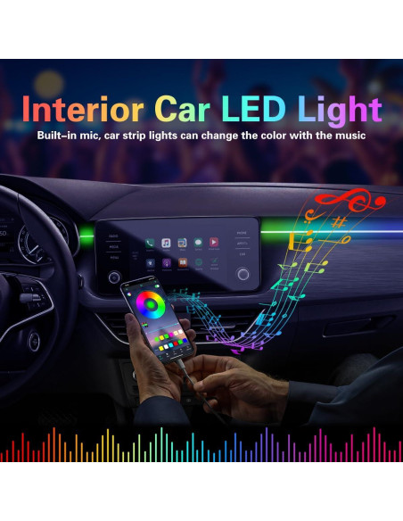 Luces Interiores de Acrílico QVEVDACAR 10 en 1 USB Multicolor