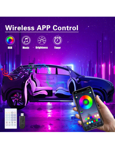 Luces Interiores de Acrílico QVEVDACAR 10 en 1 USB Multicolor