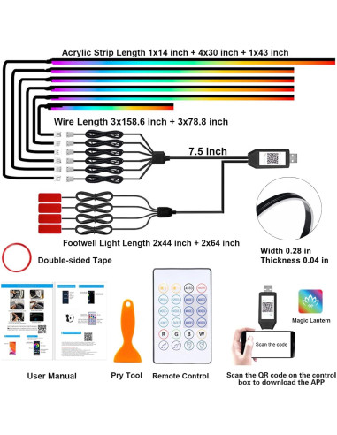 Luces Interiores de Acrílico QVEVDACAR 10 en 1 USB Multicolor