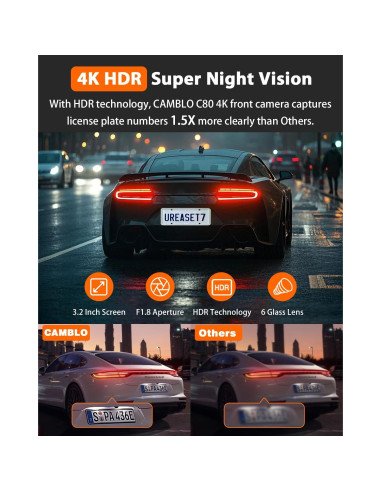 Cámara Dash Doble 4K+2K CAMBLO con Pantalla de 3.2"