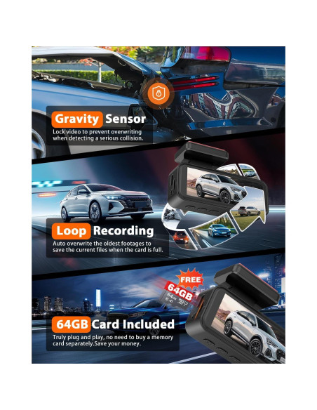 Cámara Dash Doble 4K+2K CAMBLO con Pantalla de 3.2"