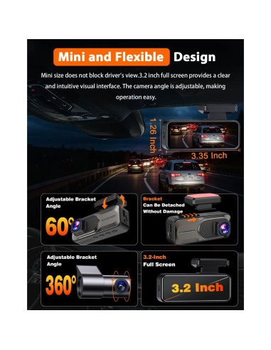 Cámara Dash Doble 4K+2K CAMBLO con Pantalla de 3.2"