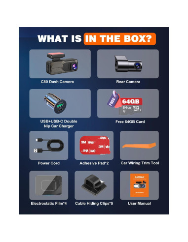 Cámara Dash Doble 4K+2K CAMBLO con Pantalla de 3.2"