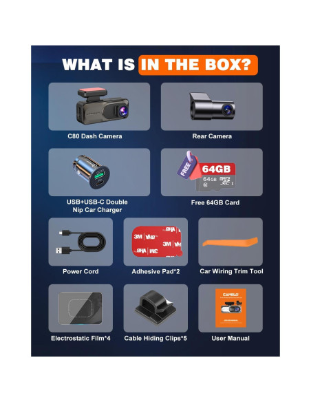 Cámara Dash Doble 4K+2K CAMBLO con Pantalla de 3.2"