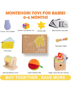 Kit de Juego Adena Montessori 9 en 1 para Bebé 0-6 Meses 2
