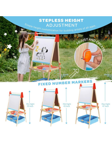 Caballete de Arte Ajustable BPMFKID J23B05 para Niños