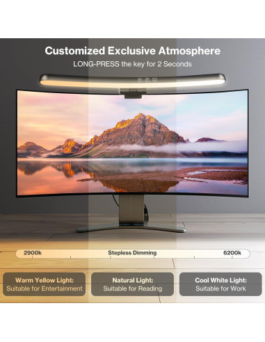 Barra de Luz LED para Monitor Laliled Curvada 39cm USB-C