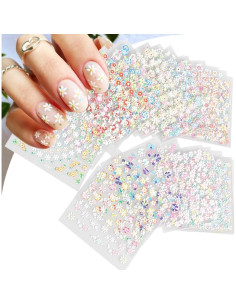 30 Hojas Calcomanías de Uñas 3D Autoadhesivas BSBTBZ Flores 2