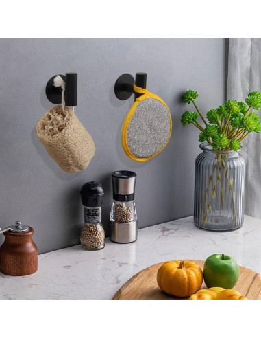 Juego de Accesorios de Baño TocTen con Barra y Ganchos Negro Mate