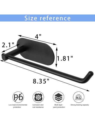 Juego de Accesorios de Baño TocTen con Barra y Ganchos Negro Mate