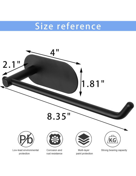 Juego de Accesorios de Baño TocTen con Barra y Ganchos Negro Mate