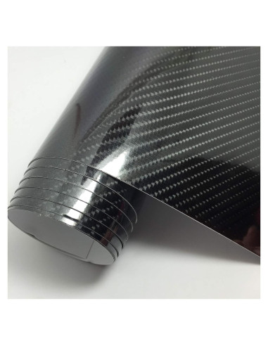 Vinilo de fibra de carbono USSDE 6D negro brillante 30.48x304.8cm