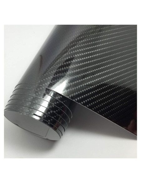 Vinilo de fibra de carbono USSDE 6D negro brillante 30.48x304.8cm