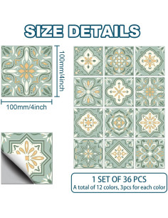 Calcomanías de Azulejos Bohemios CHGCRAFT 36 Piezas 10.16 cm 2