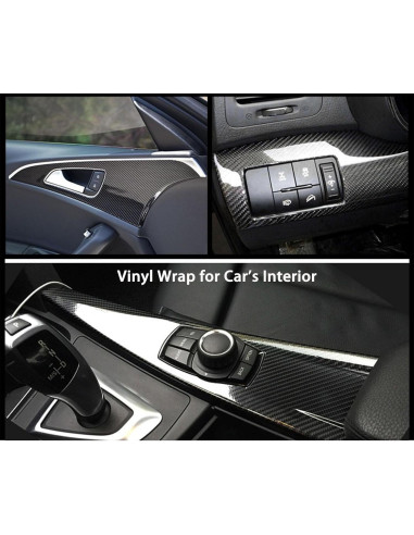 Vinilo de fibra de carbono USSDE 6D negro brillante 30.48x304.8cm