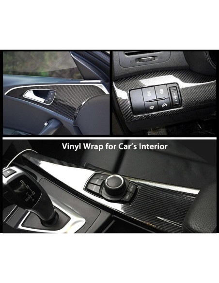 Vinilo de fibra de carbono USSDE 6D negro brillante 30.48x304.8cm