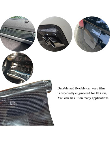 Vinilo de fibra de carbono USSDE 6D negro brillante 30.48x304.8cm